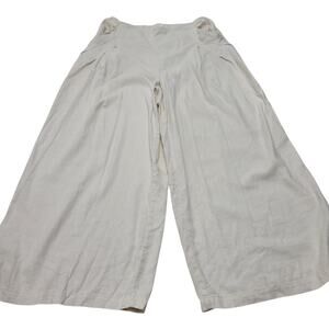 Flint and Moss linen high rise wide leg cream pants lagenlook